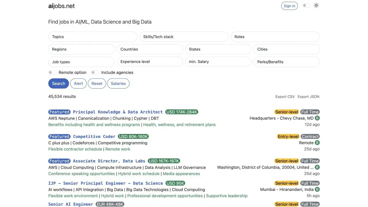 AI-Jobs.net website homepage captured in July 2026